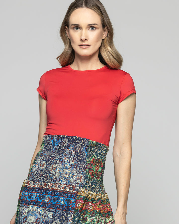 Body Mujer Ursinia Escote Redondo Manga Corta Rojo Ludovica