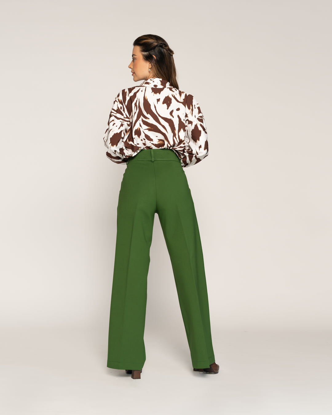 Pantalón Claudia Verde Con cierre y botón Mujer