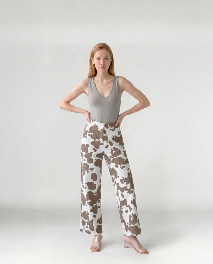 Pantalón Mujer Javiera Estampado Camel Ludovica