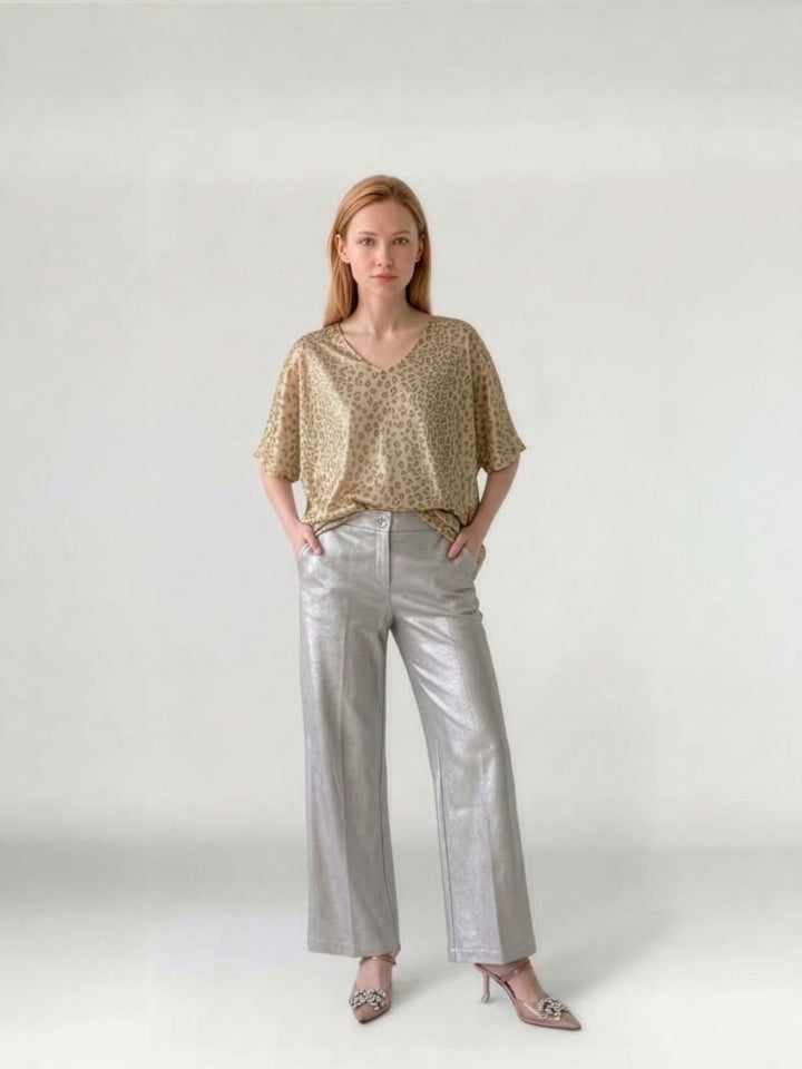 Polera Mujer Sabrina Animal Print Dorado Ludovica