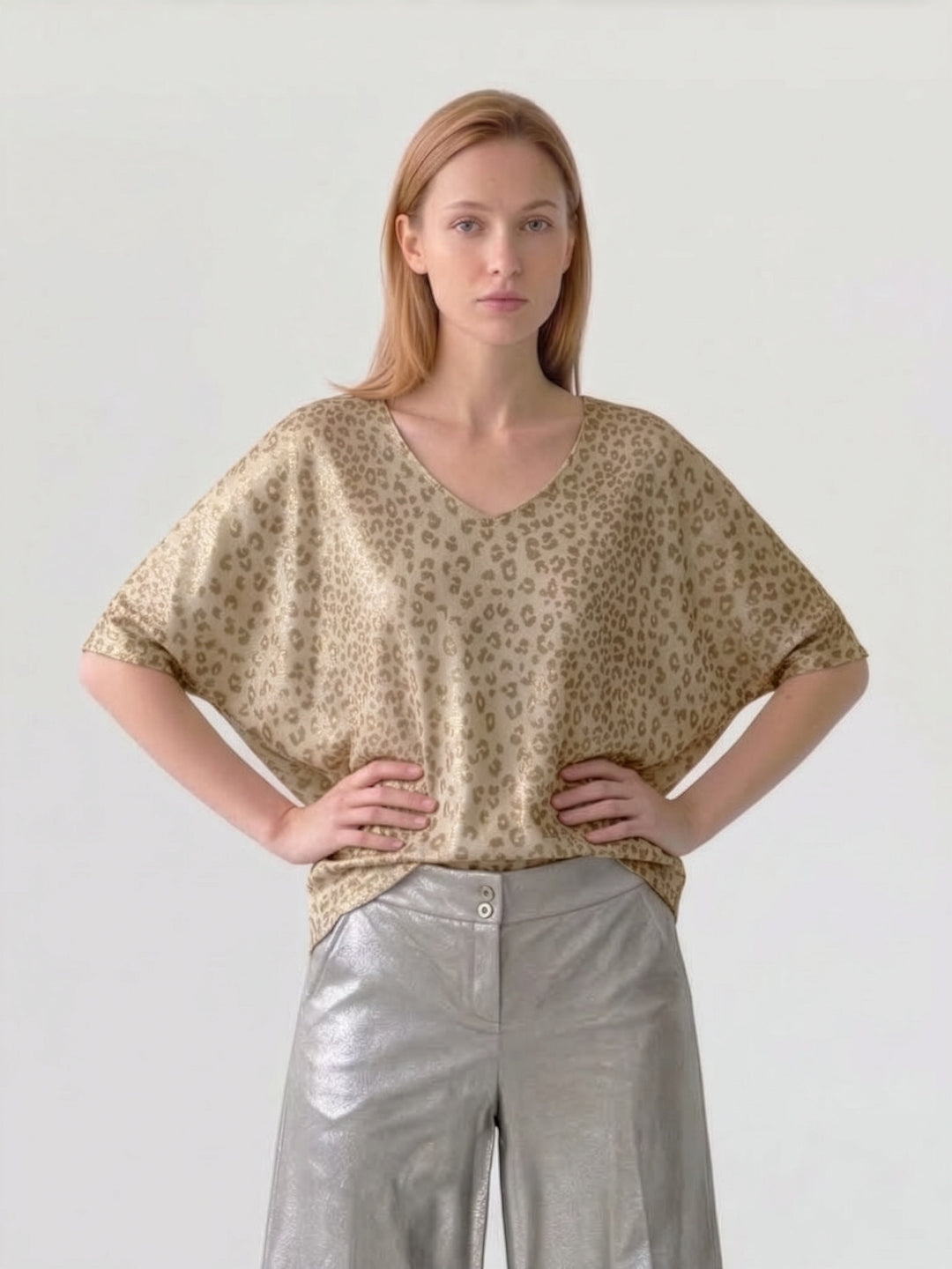 Polera Mujer Sabrina Animal Print Dorado Ludovica