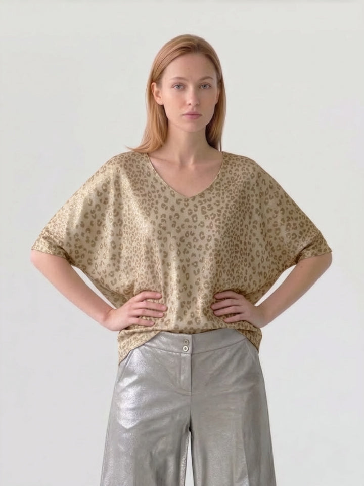 Polera Mujer Sabrina Animal Print Dorado Ludovica