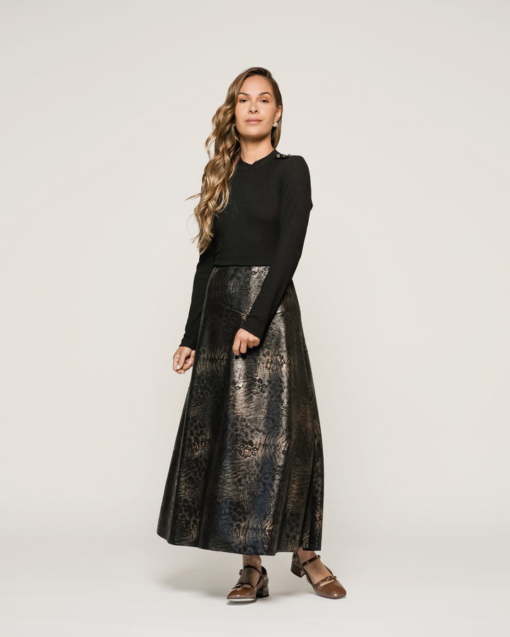 Vestido Midi Gabriela Efecto Serpiente Con Falda Evasé Ludovica