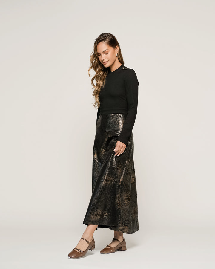 Vestido Midi Gabriela Efecto Serpiente Con Falda Evasé Ludovica