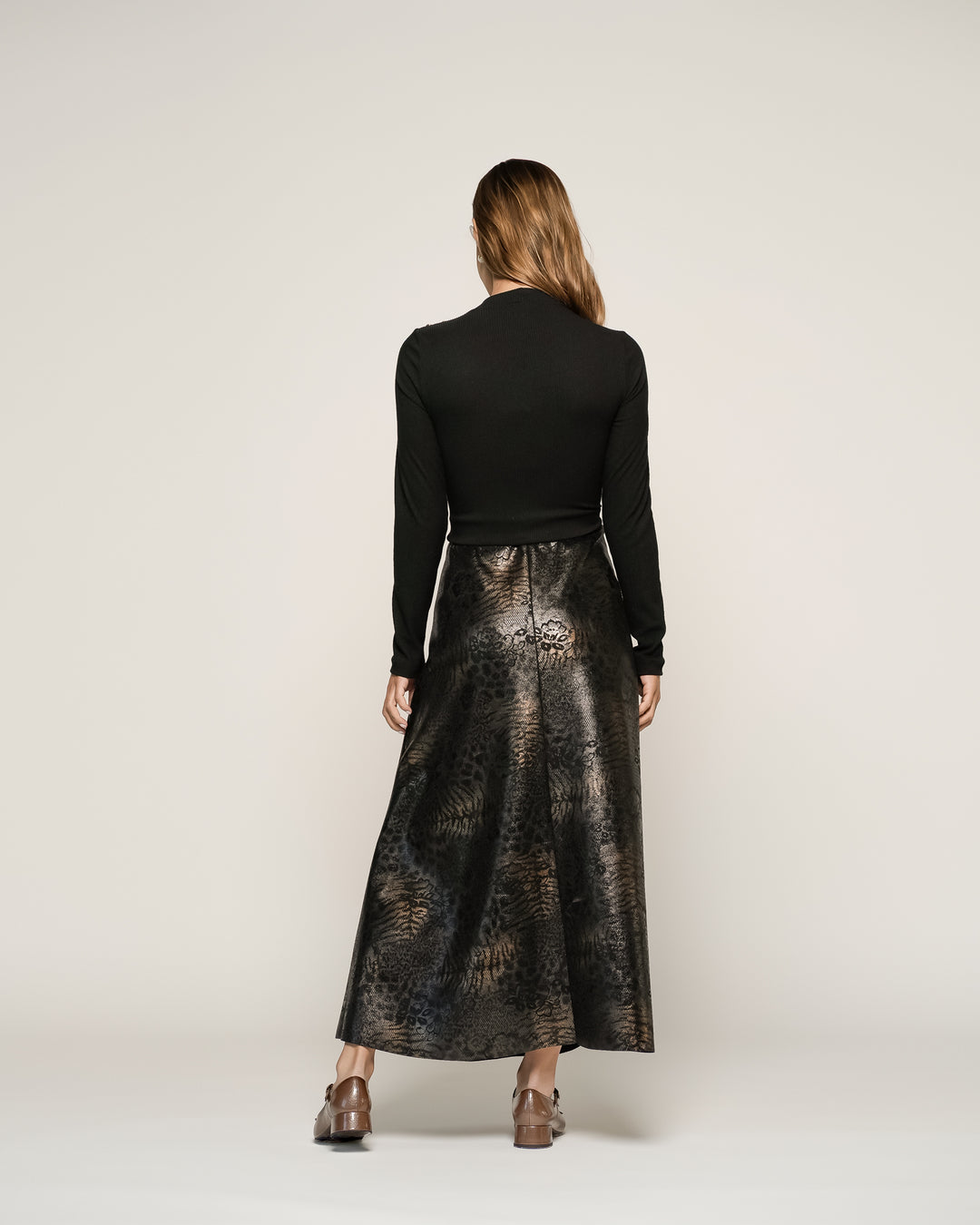 Vestido Midi Gabriela Efecto Serpiente Con Falda Evasé Ludovica