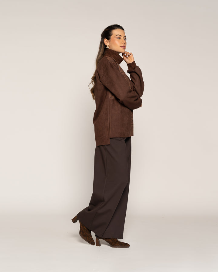 Chaqueta Chocolate Panelado Textura Animal Print Ludovica