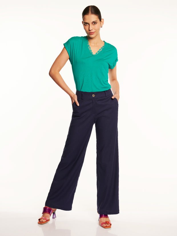 Pantalón Orquidea Azul Marino Ludovica